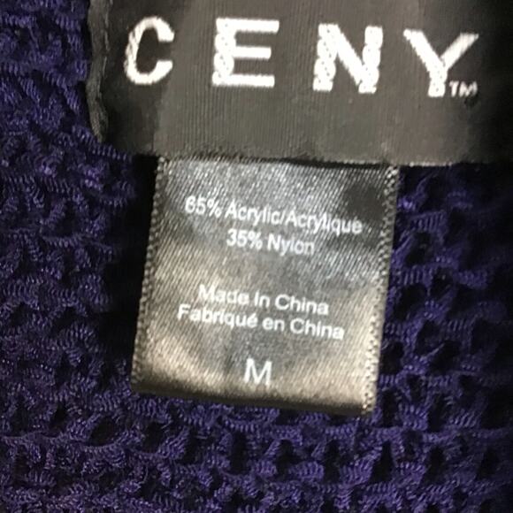 CENY Womens Cardigan Medium Blue Open Front Long Sleeve Pockets Acrylic Nylon - Picture 7 of 16